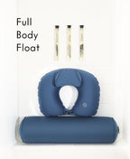 Full Body Float Kit with a blue Head Floater, Body Floater and three glass Foaming Cylinder Soaks.