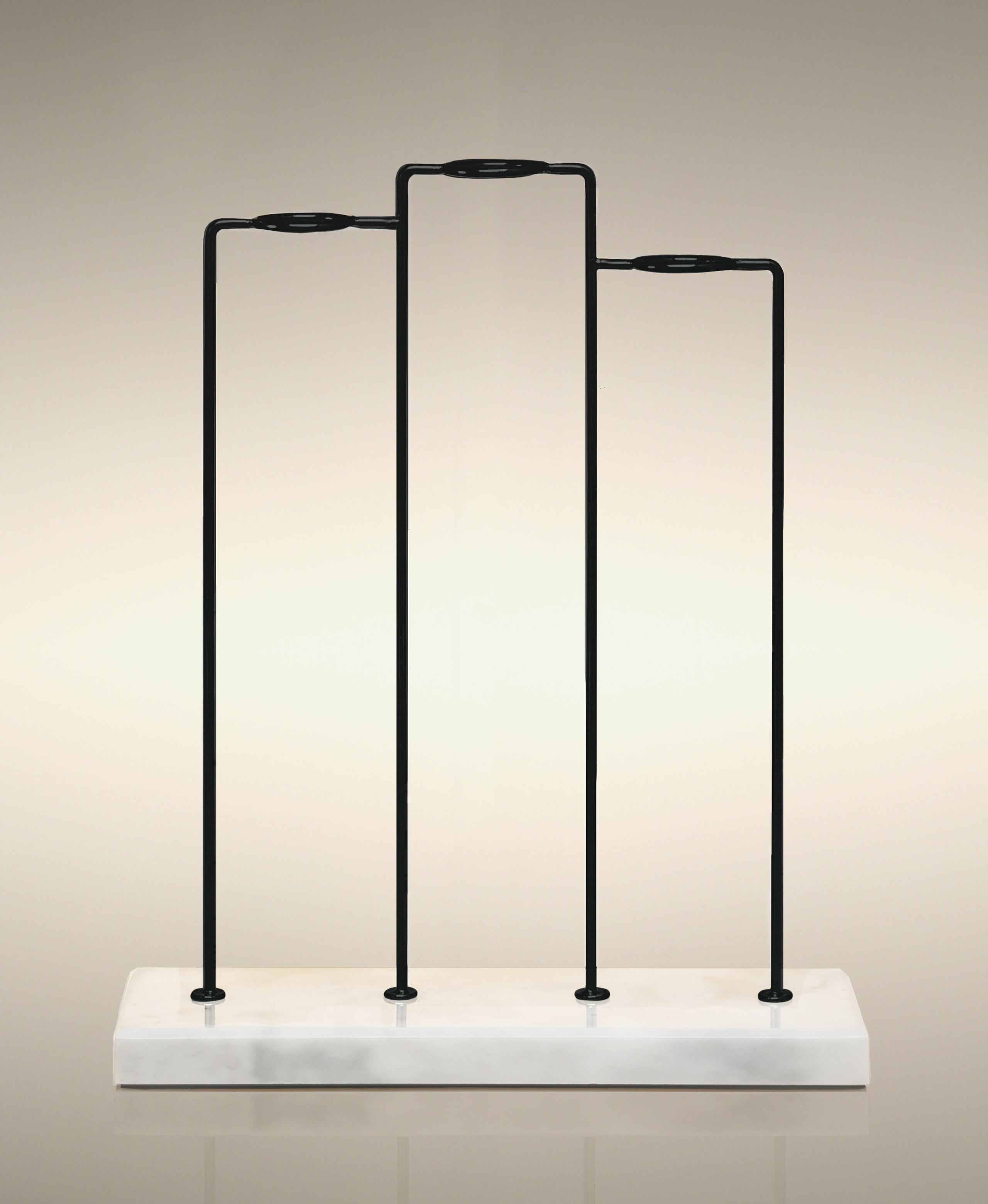 Empty black and white marble Trio glass Cylinder Soak Stand.