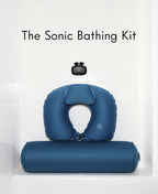 Sonic Bathing Kit with BathSonic earbuds and the blue Full Body Float Duo.