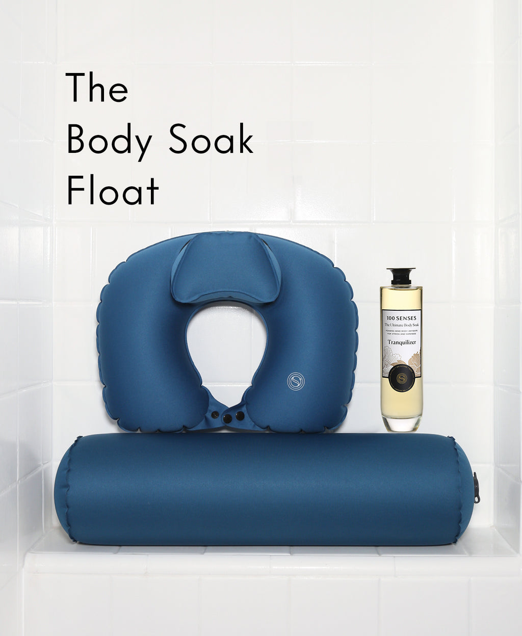 Body Soak Float Kit with a blue Head Floater, Body Floater and Ultimate Body Soak.