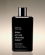 Front view of the Lavender Cypress Clean Slate Body Lather bottle reading “What are you choosing today?”