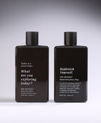 Clean Slate Body Lather and Replenish Yourself Body Whip bottles side by side.