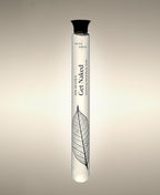 Get Naked Fresh Rose glass Cylinder Soak with botanical leaf illustration.