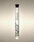 Intoxicated White Tuberose glass Foaming Cylinder Soak with a flower illustration.