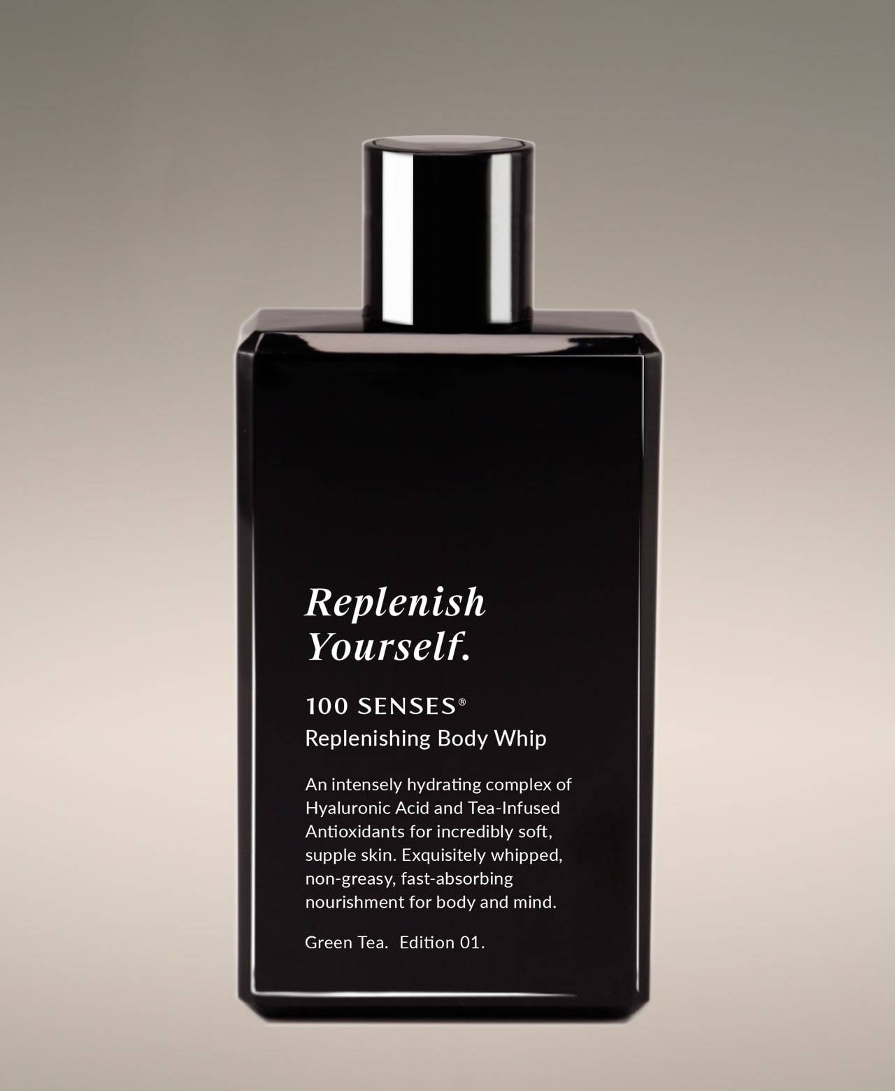 Replenish Yourself Body Whip in Green Tea, shown from the front.