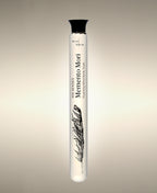 Memento Mori Wild Fig glass Foaming Cylinder Soak with feather illustration.