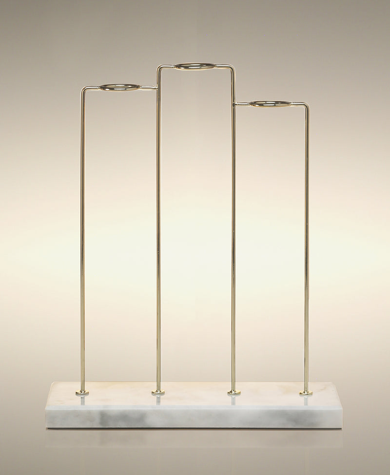 The Trio Cylinder Soak Stand — Gold With White Marble